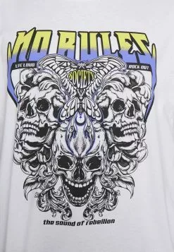 YOURTURN Rule Skull Graphic Tee Unisex - T-Shirt Print - White -YOURTURN WINKEL 38058aa46a744b1d840b5599082d9305